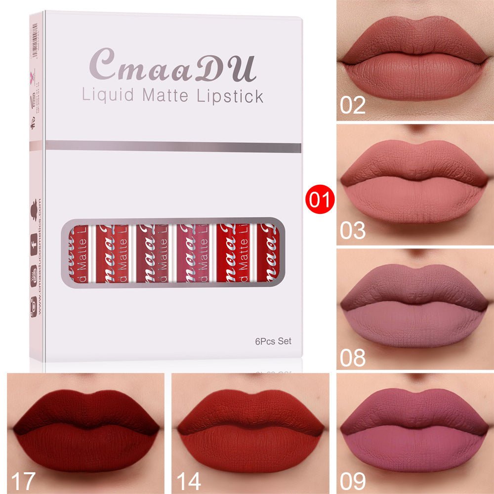 6 Packungen matter, wasserfester Lippenstift mit Antihaftbeschichtung - Si.Kreativkauf