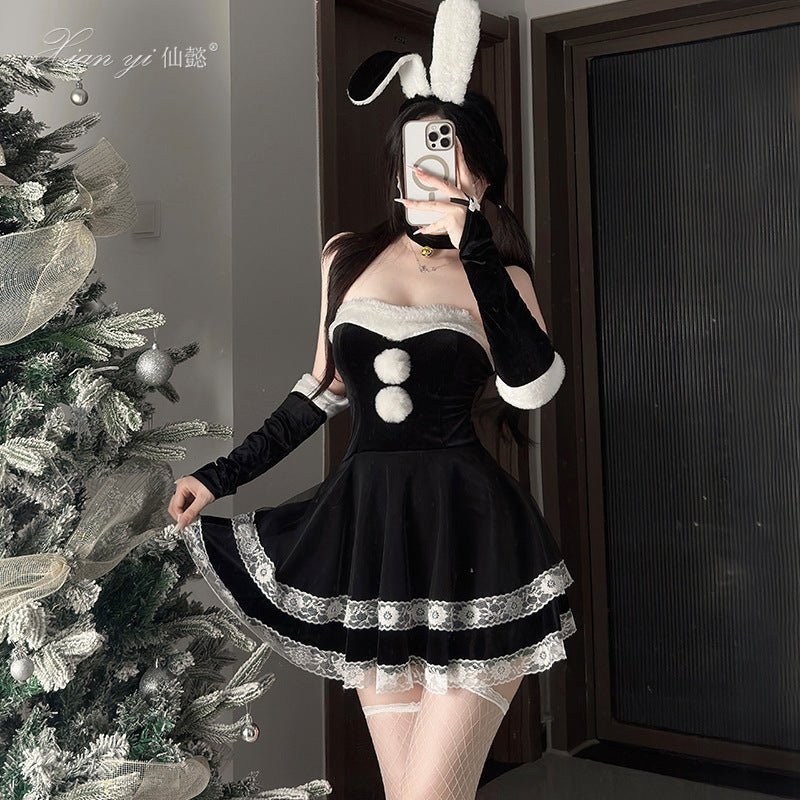 Cosplay Bunny Kostüm – elegantes, trägerloses Weihnachtskleid für Frauen - Si.Kreativkauf