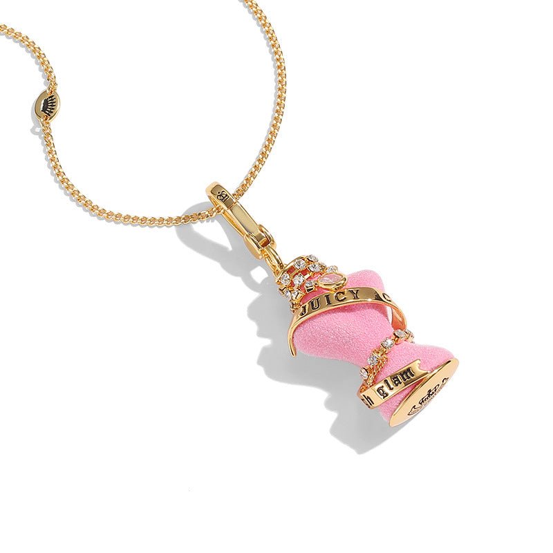 Diamantbesetzte Kristall - Zirkon - Diamantkette in Rosa für elegante Anlässe - Si.Kreativkauf