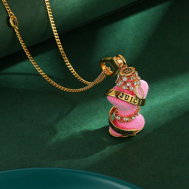 Diamantbesetzte Kristall - Zirkon - Diamantkette in Rosa für elegante Anlässe - Si.Kreativkauf