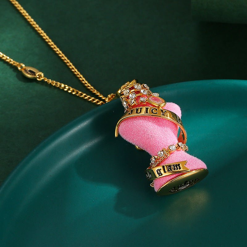 Diamantbesetzte Kristall - Zirkon - Diamantkette in Rosa für elegante Anlässe - Si.Kreativkauf