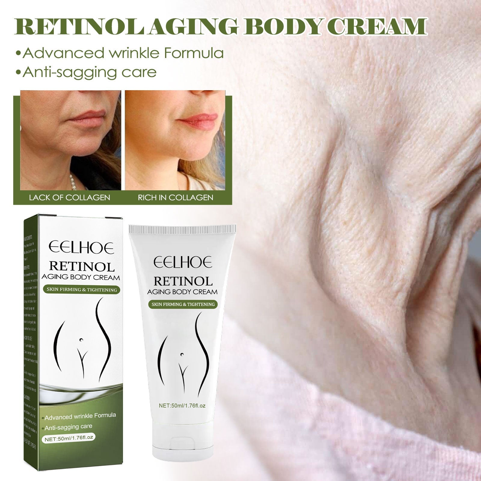EELHOE Retinol - Körpercreme – Straffende Anti - Aging - Creme für glatte, feuchtigkeitsspendende und aufhellende Haut - Si.Kreativkauf