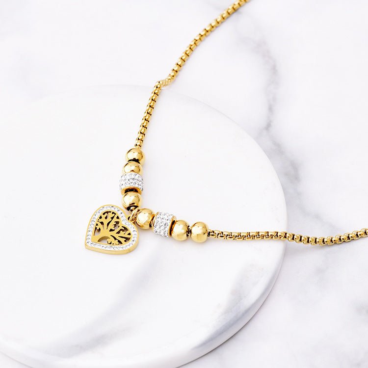 Herzförmige Lebensbaum - Halskette aus Titanstahl für Damen im europäischen und amerikanischen Stil - Si.Kreativkauf