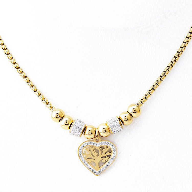 Herzförmige Lebensbaum - Halskette aus Titanstahl für Damen im europäischen und amerikanischen Stil - Si.Kreativkauf