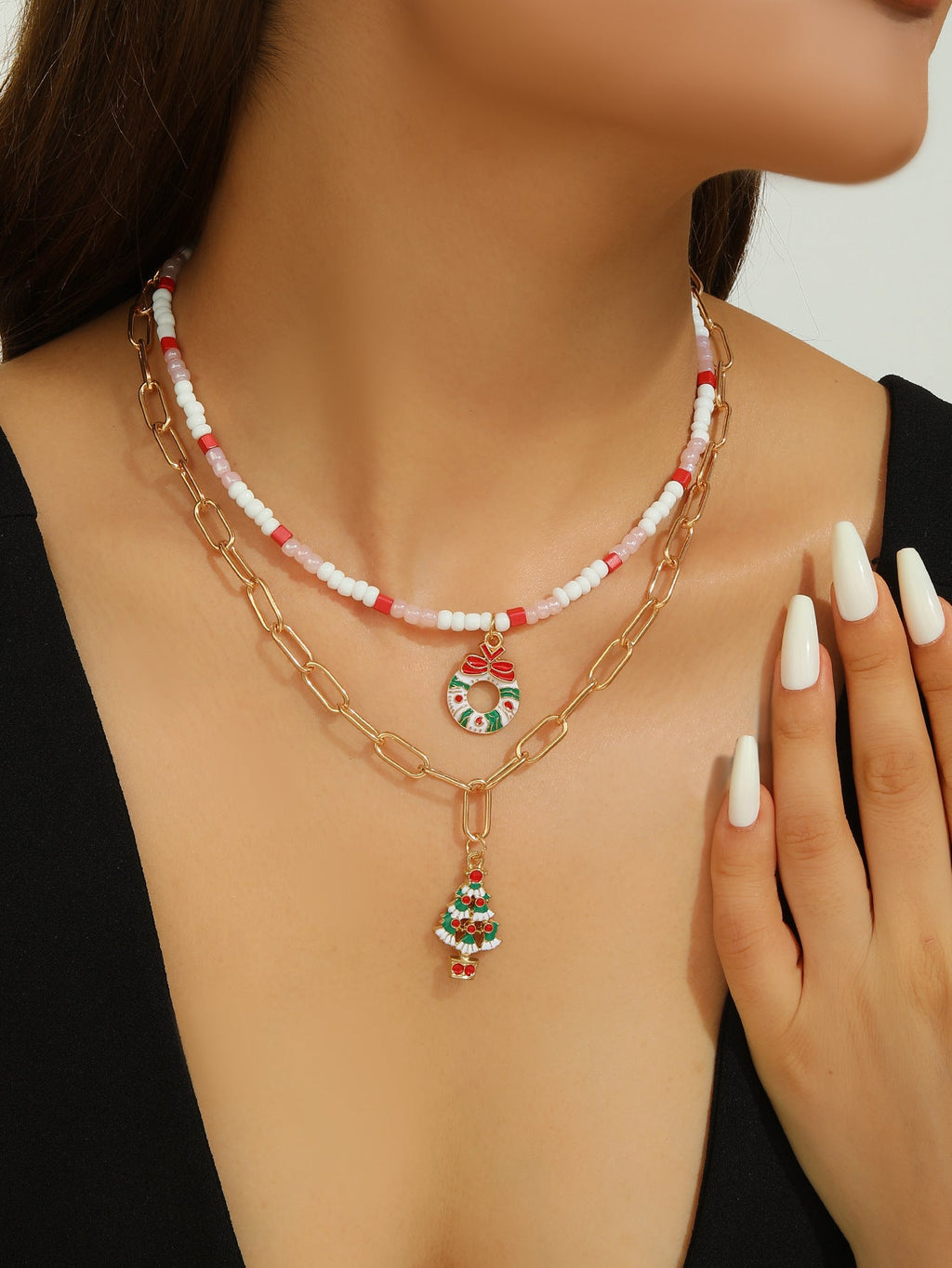 Mädchen Weihnachtsmann Anhänger für Weihnachtsbaum mit Schneeflocken Design - Si.Kreativkauf