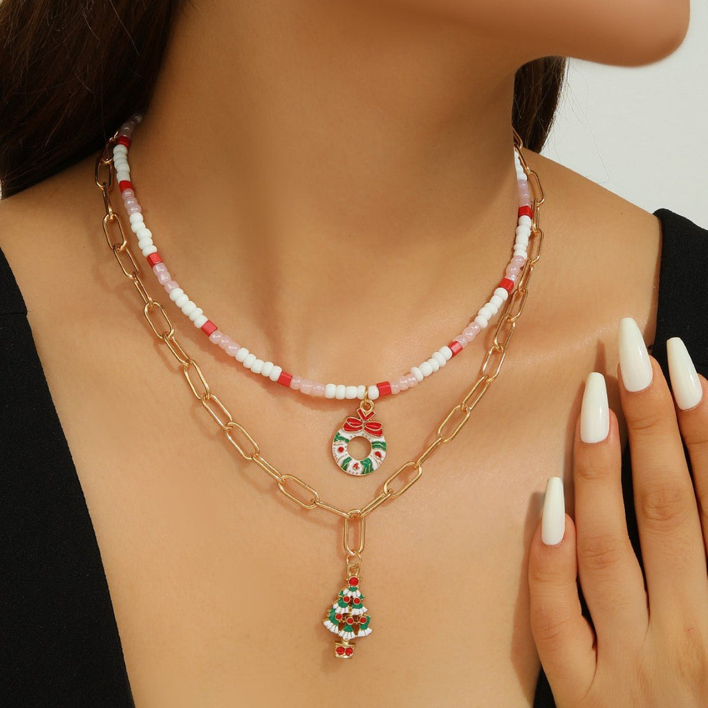 Mädchen Weihnachtsmann Anhänger für Weihnachtsbaum mit Schneeflocken Design - Si.Kreativkauf