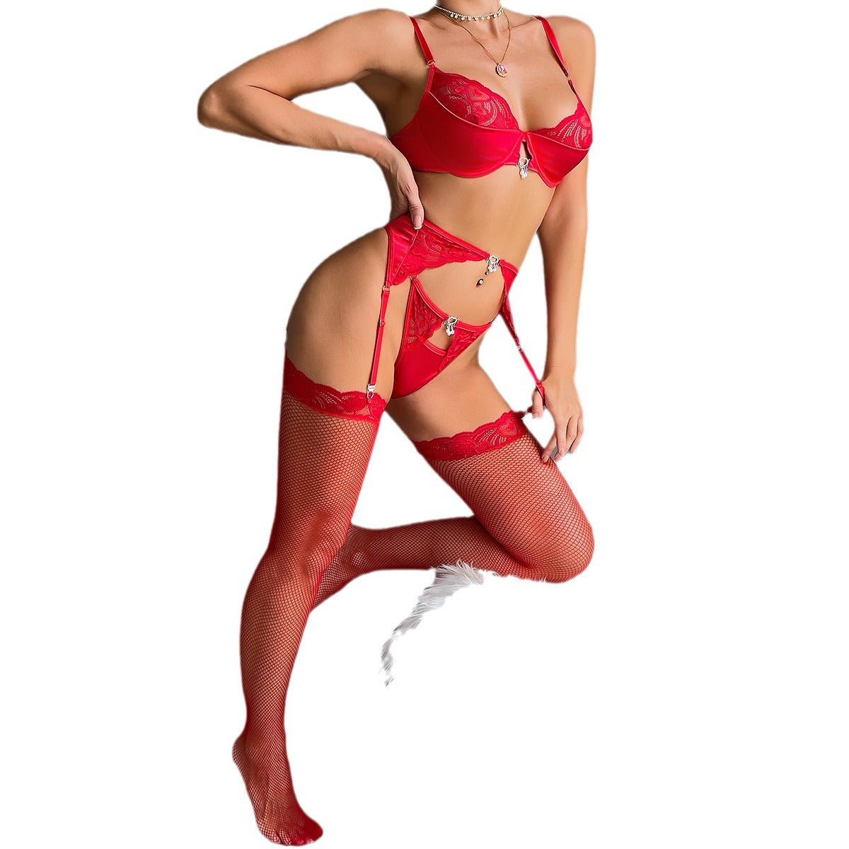 Weihnachts - , Valentinstags - und Neujahrsgeschenkset mit roten Spitzenanhängern für festliche Anlässe - Si.Kreativkauf